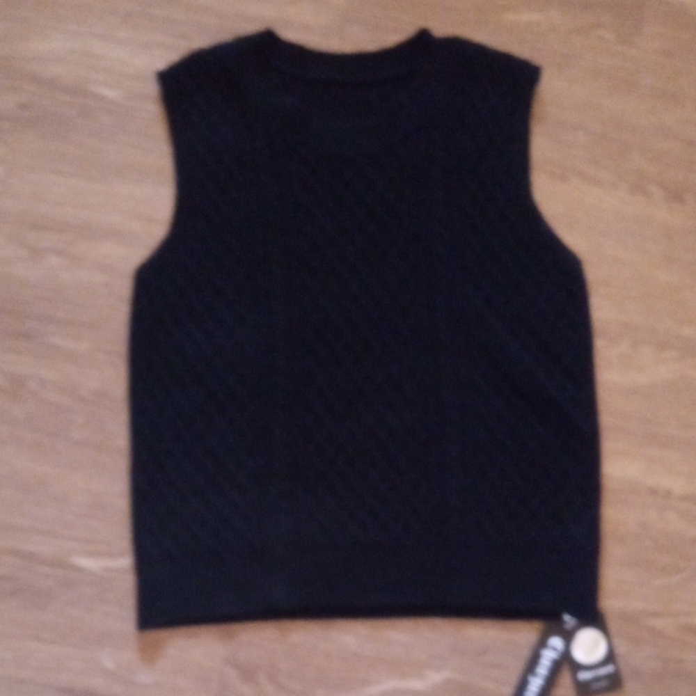 100% Cashmere Black Sleeveless Knit Top